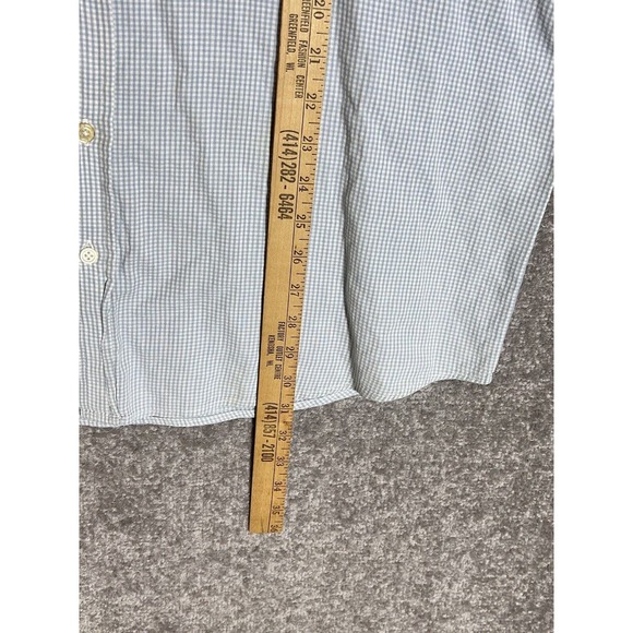 Old Navy Short Sleeve Mini Check Button Up‎ Shirt Mens Size XL Blue White Cotton - Picture 10 of 10